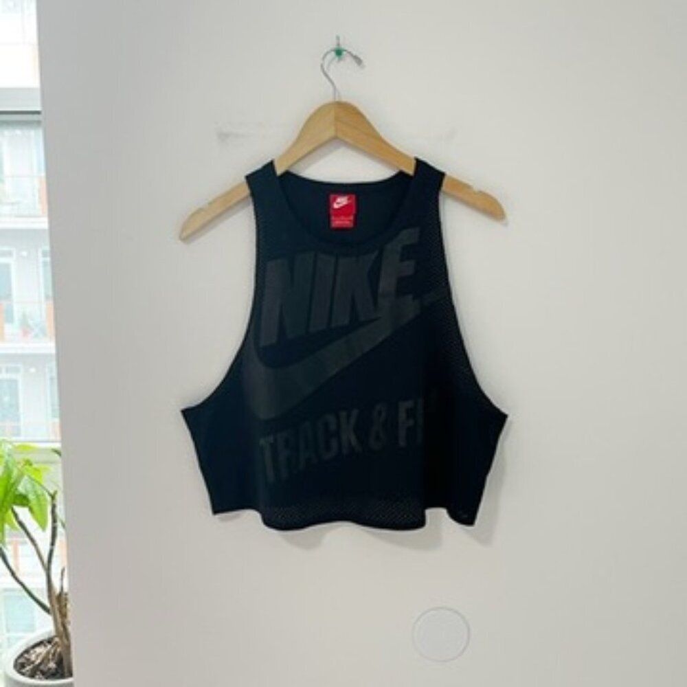 Nike Track & Field Black Jersey Style Cropped Tank Size Large